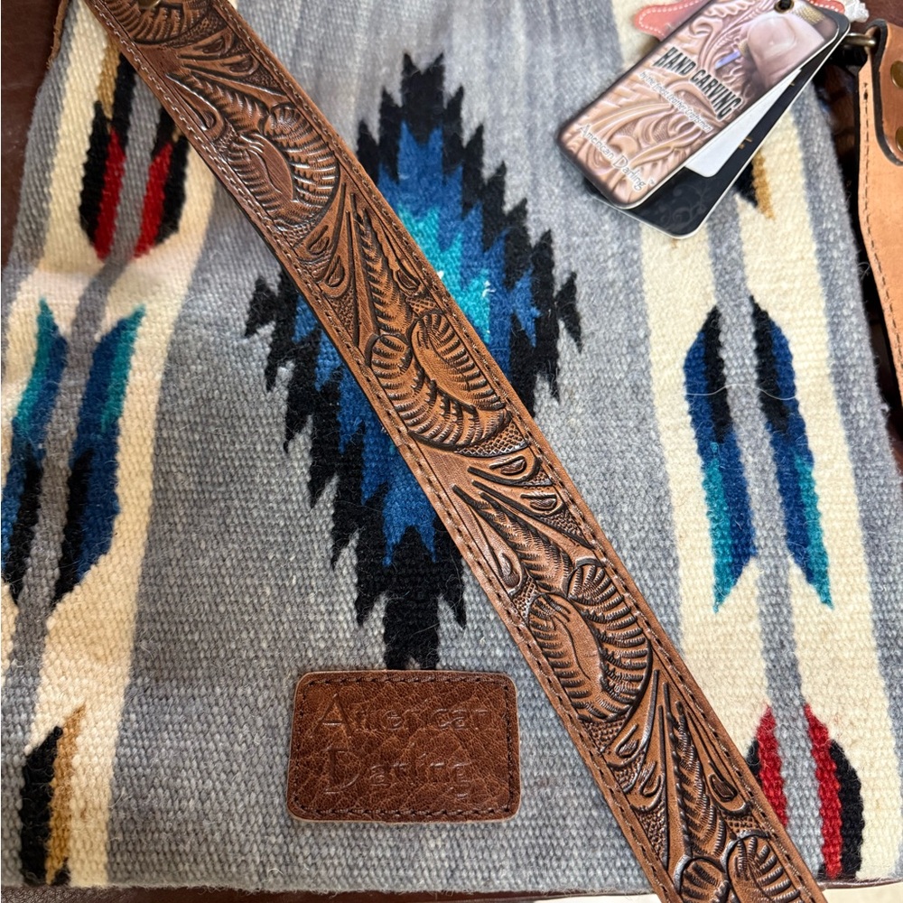 American Darling Gray and Brown Crossbody Bag